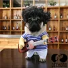 Apparel Pet Dog Dress Up Guitarist Dress Up Halloween Funny Guitar Costume Dress Up Dress Navy Striped Tshirt Explosive Head