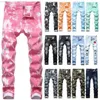 Jeans Hommes Hip Hop Patch Hommes Rétro Jeans Trou Zippé Biker Jeans Camouflage Impression Hommes Ripped Denim Pantalon X0621