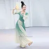 Scenkläder 2024 Kvinnor Vintage Dance Dress Fairy Costume kinesisk traditionell gradientfärg nät toppar byxor set orientalisk folk