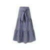 Spódnice kobiety maxi spódnica w kratę druk A-line duża huśtawka patchworka Wysoka elastyczna talia koronkowa plisowana dama na pełną długość długości