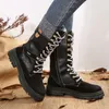 Boots Rock Shoes Woman Low Heels Booties Round Toe Luxury Designer Winter Footwear Boots-Women Zipper Mid Calf Autumn Large Size Fashi