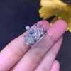 Cluster Ringe Vintage Krone Edelstein Ring Natürlicher Aquamarin für Party 18 Karat Vergoldung Schmuck Geschenk Frau