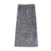 Fashionable Qianjin Style Shining Piece Split Straight Skirt Autumn/Winter