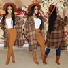 Women's Trench Coats EWSFV 2024 Autumn Women Style Selling Fashion Casual All Match Suit Collar Plaid Long Sleeved Jacket