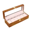 Obejrzyj pudełka 6 Organizator drewnianych pudełek Vintage zegarki dla mężczyzn kontener męski