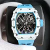 Richard Mille Watchmen Superclone Designer AAA automático RM3503 Assista a fibra de carbono Luxury Case NTPT Hollow Out High -End Qualidade Água Debata de Wristwatch com Box OSQ