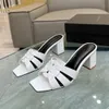 24S Luxury brand women's sandal Thick Heels outdoor beach slide shoes tribute flat sandals Nu Pieds calf leather High Heel sandals black whtie pink with box EU35-42