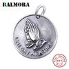 Pendants BALMORA Real 925 Sterling Silver God Pray Vintage Pendant for Necklaces Women Men Couple Gift Simple Punk Fashion Jewelry