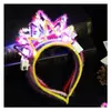 Andra festliga festförsörjningar Led Light Up Cat Rabbit Mice Ear Horn Crown Pannband ADT Kids Glowing Flashing Hairband Hoop Prom Con Dhin9
