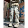 Jeans pour hommes Kapments Hommes Denim Large Jambe Hip Hop Harem Pantalon Vintage Poches Pantalon Lâche Y2k Streetwear Baggy Empilé