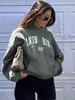 Sweats à capuche surdimensionnés déchirés pour femmes hiver printemps vêtements 2024 coton lavé Vintage sweat à capuche hauts femme mode sweats Streetwear