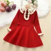 Mädchenkleider Menoea Mädchen Baby Pullover Strickkleid Winter Herbst Rot Weihnachten 2023 Mode Pullover Kleid Mädchen Prinzessin Kleider Vestidos