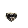 Designer channellies Heart shaped Drop Black Glue Brass Material Ring Unique Design Fashionable Versatile Ring