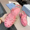 Designer Sandals Summer New Thick-Soled Gear Hollow Slippers Baotou Women Casual Increased One-Buckle Roman Thick-Soled Trendy Shoes