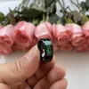 Zespoły 6/8 mm Black Pierścienie dla mężczyzn Women Wedding Połączenia Zielony opal sprzęt InLay Comfort Fit