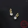 Boucles d'oreilles créoles en argent Sterling 925, Zircon brillant géométrique, petit pour femmes, accessoires d'oreille polyvalents S-E1441