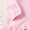 女の子のドレス1〜6歳の子供の女の子エンボスハート秋の冬の長袖ドレスピンクパッチワークメッシュプリンセスドレスバースデーパーティー服