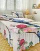 Jupe de lit Vintage fleurs oiseaux, couvre-lit élastique avec taies d'oreiller, housse de protection de matelas, ensemble de literie, drap