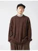 Men's Sweaters Twisted Flower Craft Solid Color Round Neck Sweater Loose Vintage Knit Coat Men Clothes Pulover