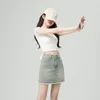 Spódnice Koreańskie kobiety vintage Y2K A-Line Line 2024 Summer Casual Fews All Daspey Loose High Taist Mini Denim Krótka spódnica