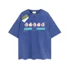 Męski projektant gu T-shirt vintage retro myjnia koszula luksusowa marka T koszule damskie krótkie rękaw T-koszulka letnie koszulki przyczynowe Hip Hop Tops