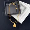 Necklaces Luxury Retro Brand Golden Skull Embossed Round Pendant Double Layer Necklace For Women's & Man's Party Jewelry Gifts