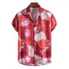 Men's Casual Shirts Mens Vintage Green Floral Beach Short Sleeve Button Down Hawaiian Shirt Summer Holiday Party Aloha Male