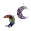 7 Chakra Steen Maan Hanger Ketting Reiki Healing Crystal Crescent Hars Ruwe Chip Edelsteen Vrouwen Meisje Sieraden Cadeau