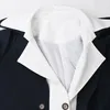 Płaszcze damskie okopy superaen 2024 Spring kontrastowy kolor patchwork Długie podwójnie piersi granatowy stylowy płaszcz