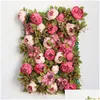 Dekorativa blommor kransar Silk Peony Flower Wall och Rose Vine Artificial Wedding Bakgrund Dekoration Hem smycken fönster 10st DHVNY