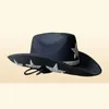 ベレー帽Puloru Wide Brim Rhinestone Tasseled Cowboy Hats Women Western Style Large Cap Holiday Street Cowgirl for Party5629582