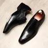 Włoski brązowy czarny oryginalny skórzany sukienka Oxford buty wysokiej jakości buty z koronkowym garniturem buty obuwia formalne męskie buty derby 240118