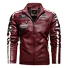 Mäns jackor Mens Vintage Motorcykeljacka 2024 Män mode Biker Läder Male Brodery Bomber Coat Winter Pu Overcoat