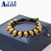 Pulseiras Ailatu 5 Pçs/lote Stainlss Aço Crânio Pulseira Esqueleto Pulseiras para Presente Masculino Logotipo de Impressão A Laser