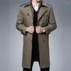 남성용 트렌치 코트 무릎 코트 위에 연장 된 고품질 패션 남성 남성은 양모 안감을 두껍게하는 가을과 겨울 중년
