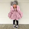 Baby faux fur lined coat new winter solid color zipper girl fur coat 2-6 year old baby jacket cotton lined jacket 240123