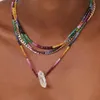 Ожерелья Красочные Турмалиновые Бисерные Ожерелья Женщины Исцеляющий Драгоценный Камень Изящные Ювелирные Изделия 2023 Лето Новый Дизайн Натуральный Камень Сложенный Accesso
