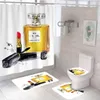 All-match Cool Print Shower Curtains Sets High-grade Four-piece Must Set Bathroom Anti-peeping Non-slip Deodorant Bath Toilet Mats