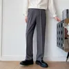 Мужские костюмы, лето 2024, мужские брюки в западном стиле, повседневные брюки из ледяной шелковой ткани, свободные брюки серого/черного/хаки цвета 28-42