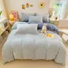 Ensembles de literie Ensemble de housse de couette en velours d'hiver épais Lait chaud Kawaii Linge de lit en microfibre double face