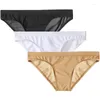 Underpants 3Pcs/lot Men Ice Silk Briefs Seamless Underwear Male Breathable Penis Pouch Panties Low Waist Man Undies
