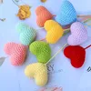 Decorative Flowers Hand Knitted Fake Crochet Heart Artificial Bouquet Valentine's Gift For Lovers Wedding Party Home Table Decor