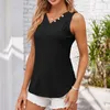 T-shirts pour femmes Femmes Mode Couleur Solide Tops sans manche Col V Gilet Boutons Femme Blouse 2024 Chemise pour Tees Clothi