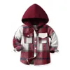 Baby Kids Shirts Plaid Boys Clothes Girls Coats Long Sleeved Hooded T-Shirts Children Toddler Tops Cardigan Autumn Spring Youth Clothing Turn Down Col Q1ng#