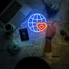 Luci notturne Amore Distanza Insegna al neon Amante personalizzato globale Idea regalo per San Valentino Decor Decorazione per dormitorio appeso a parete