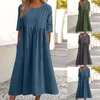 Casual Dresses Women's Fashionable Loose Cotton And Linen Round Neck Half Sleeved Sleeveless For Women Summer Surplice