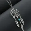 Pendentif Colliers Nouvelle mode capteur de rêves pendentif collier plume bleu perles bohême femmes chaîne collier Collares bijoux en gros cadeau de fête