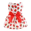 Dog Apparel Durable Cat Costume Fruit Print Breathable Floral Printing Princess Style Bow Pet Skirt Dress Decorative