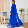 Vêtements ethniques Muslin Kaftan Marocain Caftan Femmes Robe V-cou Costume Robe Longue Mode Deux Pièces À Manches Longues Abaya Dubaï