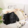 Bébé garçons automne et hiver vêtements chauds veste pour enfants épaississement en cuir pu garçon vêtements à capuche 240122